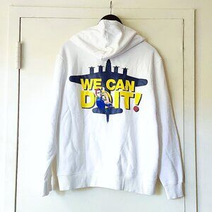 Rosie the Riveter Hoodie sz M Boeing Embroidered Men's Printed design Americana